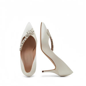 Nouvelles Escarpins de Luxe pour Femme, Chaussures Vintage Sexy à Talon Aiguille en Cuir Véritable, Ornées de Cristaux en Forme d'Épi de Blé, à Bout Pointu, Idéales pour les Banquets - Product Image 2