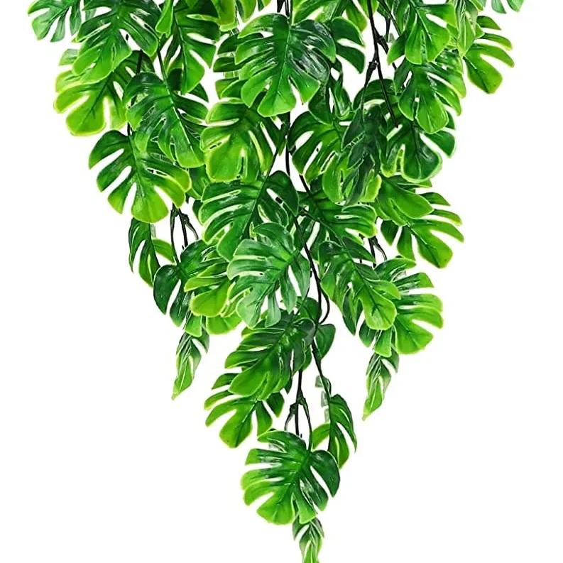 Artificial Plant Hanging Ivy Vine Faux Greenery Tropical Palm for Wall Hanging Decoration 2pcs