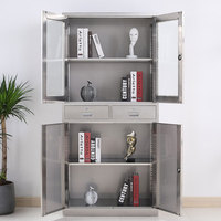 Armoire de classement en acier inoxydable de 0,5 à 1,2 mm avec tiroir H1800W900D400mm, armoire de rangement métallique à 4 portes pour l'archivage de documents de bureau