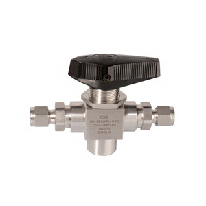 วาล์วบอลที ROKE สแตนเลส 316 SS 650 psi ขนาด 2 นิ้ว เมตริก แบบสองเฟอร์รูล สำหรับสื่อที่มีฤทธิ์กัดกร่อนแรงดันสูง - Product Image 1