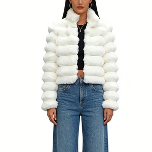 Manteau d'hiver chaud pour femme, en fausse fourrure matelassée, coupe courte, col montant, fermeture éclair, tendance - Product Image 1