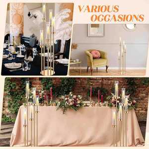 Centres de table de mariage, décorations de table, porte-bougie en métal doré, grand candélabre en métal pour centres de table - Product Image 4
