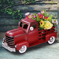 Camión Metálico Rojo Clásico, Juego de Regalo de Estilo Antiguo para Entusiastas de Autos Clásicos, Decoración para el Hogar con Diseño Clásico