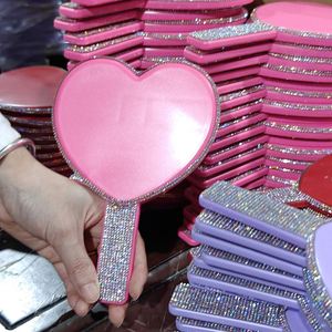 Bling Heart Shaped <b>Mirror</b> Rhinestone Hand Held <b>Mirror</b> Makeup Lash Hand <b>Mirror</b> for Cosmetics - Product Image 2