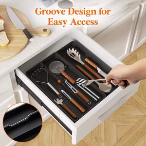 Organizzatore per cucchiai e posate in plastica PP solida a 3 scomparti, grande capacità, per spatole, pinze, mestoli, coltelli, fruste <span class=keywords><strong>da</strong></span> cucina - Product Image 3