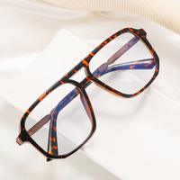 93393 Nouveauté Lunettes de vue carrées à monture large anti-lumière bleue, montures de lunettes léopard pour hommes et femmes, lunettes de vue tendance pour ordinateur