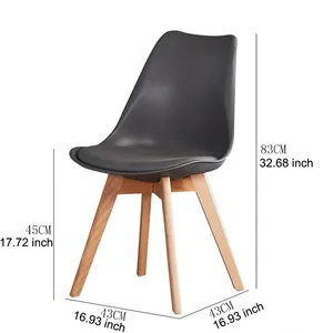 Ensemble <span class=keywords><strong>de</strong></span> <span class=keywords><strong>4</strong></span> <span class=keywords><strong>chaises</strong></span> <span class=keywords><strong>de</strong></span> salle à manger en bois et cuir PU <span class=keywords><strong>de</strong></span> style Mid-Century, chaise longue d'extérieur avec coussin pour salon, chambre et cuisine - Product Image 6