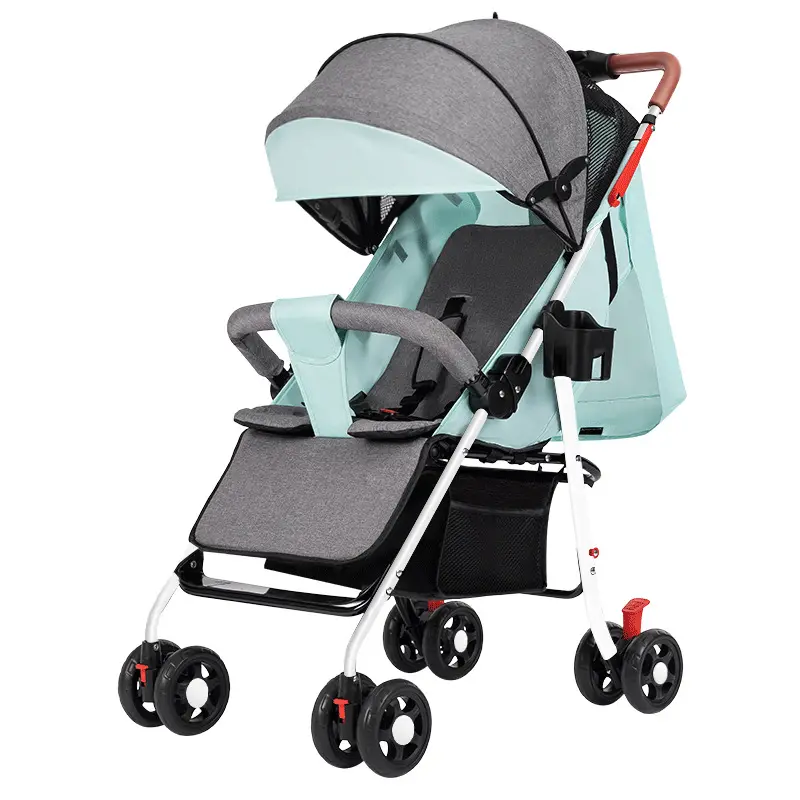 Wholesale Baby Strollers Portable Folding Sit Down Children baby 4-wheel strollers with one button to collect car