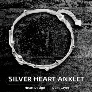 Chaîne de cheville ethnique en argent sterling 925 pour homme, double couche, forme cœur - Product Image 3