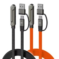 Kabel Pengisi Daya Cepat 240W 2-in-1 USB-C dengan Stand Ponsel, Dapat Dilipat, Stand yang Dapat Disesuaikan, Konduktor Tembaga Berlapis Kain, Desain Tahan Lama untuk