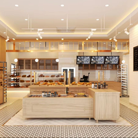 Design de restaurant moderne haut de gamme personnalisé Ensemble de meubles pour café avec éclairage LED Matériau en fer Vitrines