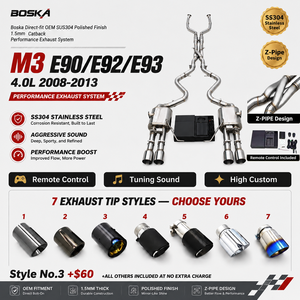 ท่อไอเสียแคทแบ็กแบบตรงรุ่น OEM SUS304 ขัดเงา หนา 1.5 มม. สำหรับ M3 E90/E92/E93 4.0L ปี 2008-2013 ยี่ห้อ Performance Boska Exhaust - Product Image 1