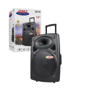 JERRY POWER 15 pulgadas portátil recargable potencia MICRÓFONO INALÁMBRICO Trolley altavoces con USB TF FM Bluetooth AUX