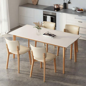 طاولة طعام خشبية حديثة قابلة للتمديد مع مجموعة كراسي بيضاء نقية تتسع لـ 4 أشخاص، أثاث لغرفة المعيشة - Product Image 5