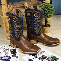 Haute qualité en cuir véritable bottes de Cowboy bout carré rétro désert chaussures haut haut semelle en caoutchouc Western Cowboy bottes hommes
