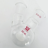 Fiole de distillation en verre borosilicate à paroi épaisse, résistante aux produits chimiques, à fond rond et à 2 colliers, pour laboratoire CS Labglass