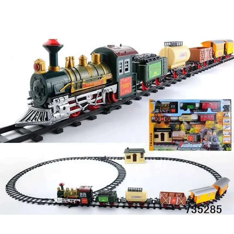 פריטים חמים גדול צעצוע רכבת חשמלית רכבת רכבת סט עם צליל ואור