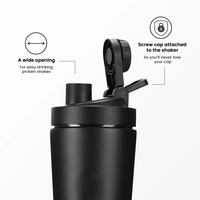 Bouteille de shaker à protéines en acier inoxydable à double paroi isolée sous vide de 20 oz/24 oz, couvercle anti-fuite, sans BPA, écologique pour la salle de sport et l'extérieur