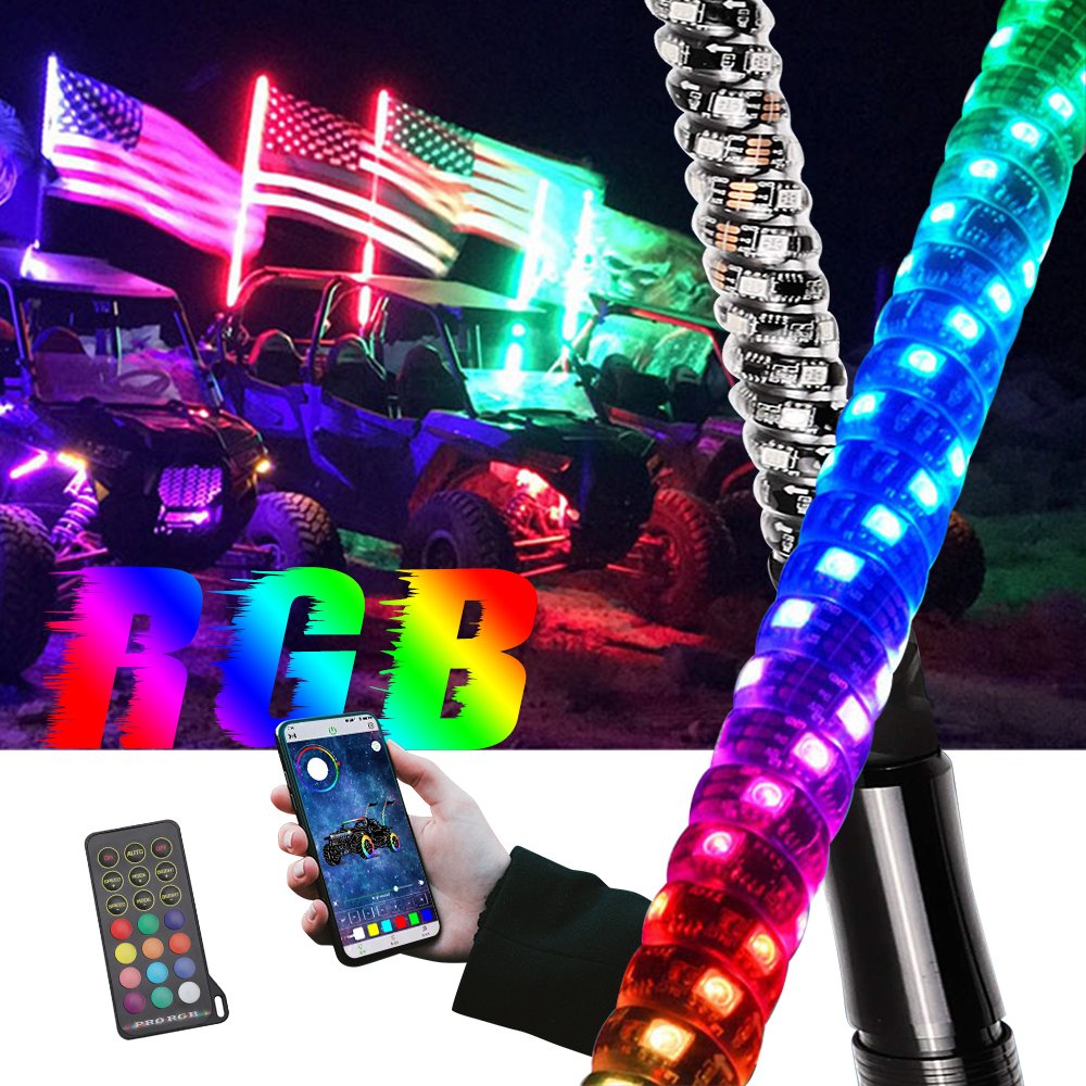 Музыкальный пульт дистанционного управления APP ATV UTV 3 фута 4 фута 5 футов 6 футов гибкие спиральные антенны светодиодные RGB светодиодные плетёные огни для Polaris RZR
