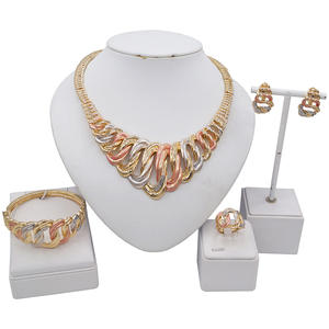 Yulaili cubano cadenas collar pendientes pulsera conjunto de joyas pakistaní traje Boda nupcial Brasil conjuntos de joyas de oro - Product Image 5