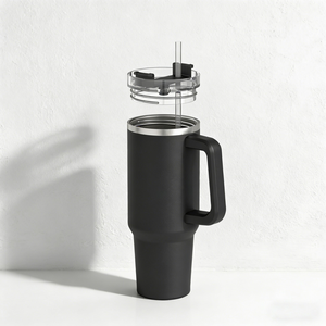 40oz H1.0 acqua sottovuoto bicchiere bicchiere a doppia parete isolato boccale di birra con il manico paglia in acciaio inox scatola bianca moderna - Product Image 2