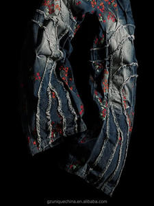 Unique New Trendy Denim Pant Colorful Flower Pattern Patchwork <strong>Women</strong> Jeans Denim Pants <strong>Trousers</strong> - Product Image 4