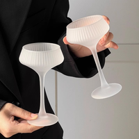 Copa de Vidrio Transparente Esmerilada a Rayas en Oferta, Copa de Vino y Champán para el Hogar