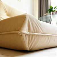Fauteuil pouf géant confortable et convertible en velours pour foyer - Forme carrée, design moderne, couleur personnalisable, appartement, villa, salon