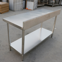 Meja Kerja Dapur Komersial MST Factory Direct SS304 Stainless Steel dengan Rak Bawah, Kaki yang Dapat Disesuaikan, Mudah Dibersihkan