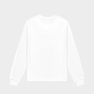 เสื้อยืดคอกลมแขนยาวสำหรับผู้ชายเสื้อผ้าฝ้าย100% สีขาวบริสุทธิ์เสื้อลำลองโลโก้ตามสั่ง - Product Image 6