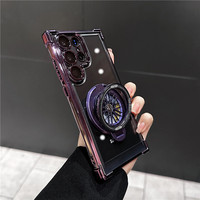 Étui de téléphone portable magnétique avec support Fidget Spinner pour S24 S23 S22 Ultra Pro Plus, coque transparente en acrylique antichoc