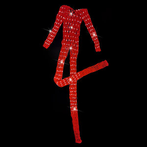 Ropa interior erótica para mujer Bodystockings Red de pesca Rhinestone Body Stocking Catsuit Lencería sexy - Product Image 4