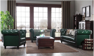 Vente directe d'usine Chesterfield bouton tufté canapé en bois massif coussin en cuir pour salon boîte de nuit - Product Image 2