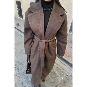 Abrigo Maxi de Cachemira Marrón Transpirable para Mujer, con Botones y Estampado de Piel Sintética Desmontable, para Primavera, Otoño e Invierno, para la Oficina - Tallas XS a XL - Product Image 6