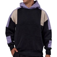 Pull à capuche oversize pour homme, vierge, multi-panneaux, color-block, à épaules tombantes, vente en gros, direct usine