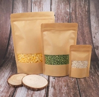 Vente chaude en plastique fermeture à glissière fermeture emballage PE fermeture à glissière haut sac de pochette en papier Kraft avec fenêtre autoportante surface en relief