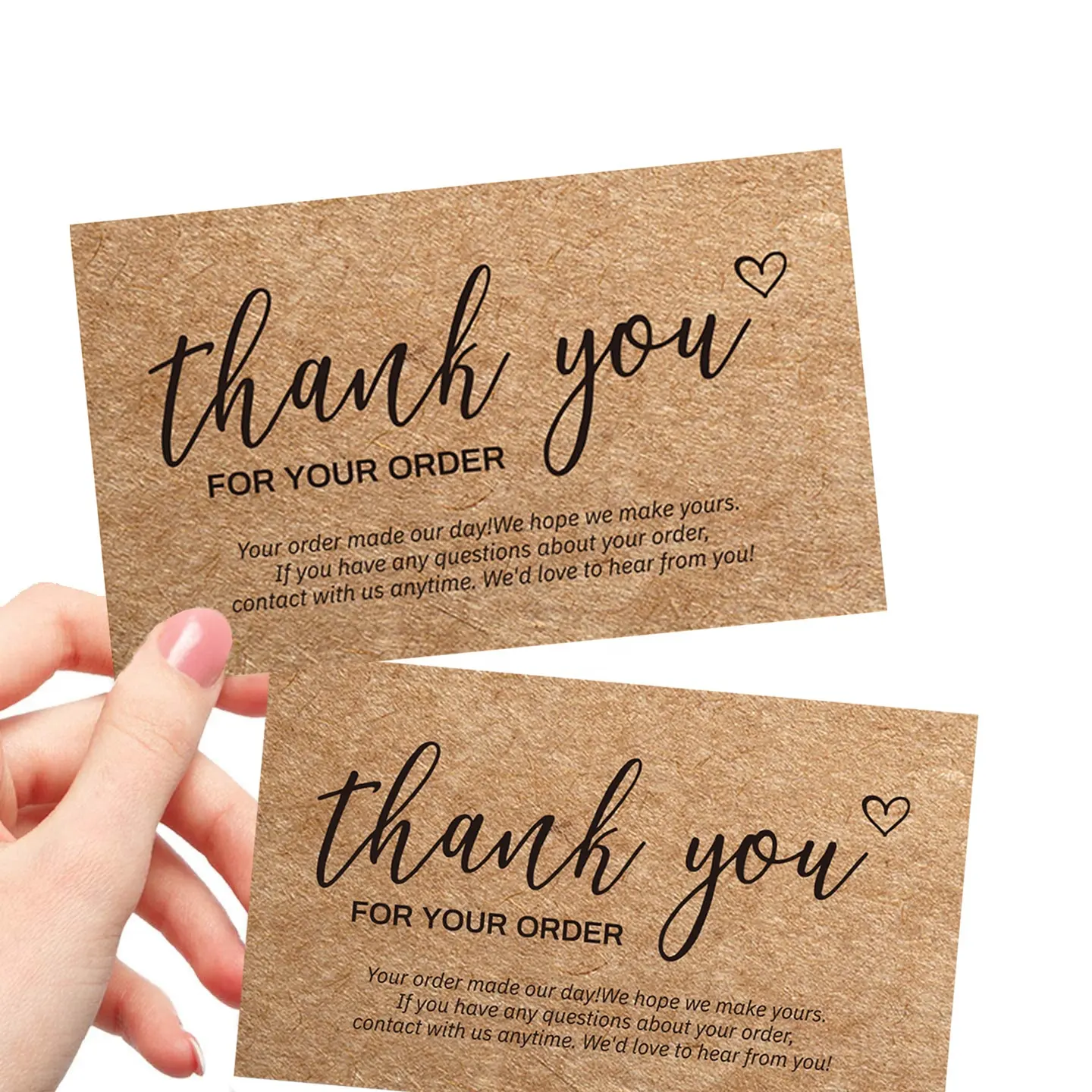 Private custom logo printing kraft paper thank you cards for small business card/wedding card/gift wrapping decorative card