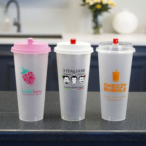 كوب شاي الفقاعات من مصنع صيني سعة 24 أونصة و16 أونصة، 90 ملم، بشعار مخصص، سميك وصلب، 500 مل و700 مل، كوب بلاستيكي PP لشاي البوبا مع غطاء لشاي الحليب - Product Image 3