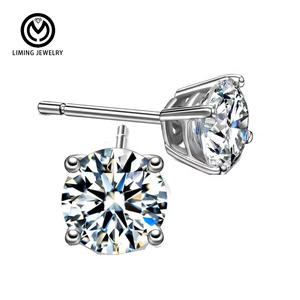 XEZ001 Classic Four Claw Design 925 Sterling Silver 0.3-3Ct Moissanite Gemstone <strong>Stud</strong> <strong>Earrings</strong> for Women Party <strong>Fine</strong> Jewelry - Product Image 4