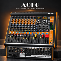 Console de mixage audio DJ professionnelle AOFO MIX-8U pour scène, 8 canaux, avec 99 effets de réverbération