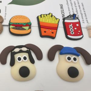 인터넷-유명한 PVC 2D 귀여운 만화 월리스 및 그로밋 신발 매력 나막신을위한 부드러운 고무 DIY 이동식 신발 버클 - Product Image 3