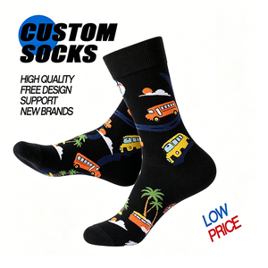 Chaussettes en coton jacquard personnalisables pour hommes, design bus urbain, thermiques - Product Image 1