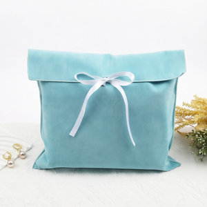 Custom Logo Screen Printed Brown Velvet Luxury Jewelry Gift Pouch with Ribbon for Handbag <b>Textile</b> <b>Packaging</b> - Product Image 1