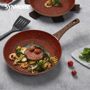 Poêle à frire en aluminium forgé avec manche en bois Ustensiles de cuisine en granite Poignée en bois Ustensiles de cuisine en aluminium forgé Poêle à frire forgée - Product Image 2