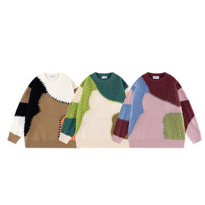 Pull unisexe à col rond en coton 100% respirant, à logo frontal, à rayures, de style universitaire, fabriqué par un fabricant, tricoté sur mesure - Product Image 1