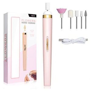 Flowers <b>Electric</b> Nail Drill <b>Kit</b> With 5 Bits And Charger For Manicure Pedicure Care - Product Image 1