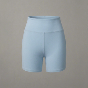 Light Blue High Waist Yoga <b>Shorts</b> 2 Piece Activewear Set Spandex <b>Nylon</b> Gym Fitness <b>Shorts</b> - Product Image 1