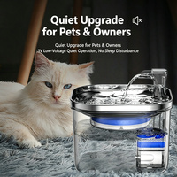 Fontaine à eau automatique portable 2L silencieuse 5V pour chats et chiens, avec plateau en acier inoxydable et réservoir transparent à filtration circulante