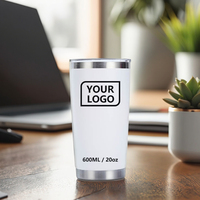 Gobelets isothermes de voyage en acier inoxydable à double paroi, avec revêtement poudré, 20 oz, avec logo personnalisé