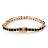 Mode Chaîne Lien 2mm/3mm/4mm/5mm/6.5mm/7mm/8mm 925 Argent Rose Or Hommes Noir Moissanite Diamant Tennis Chaîne Bracelet